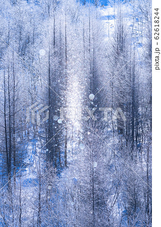 北海道 霧氷とダイヤモンドダスト 冬の美瑛の写真素材