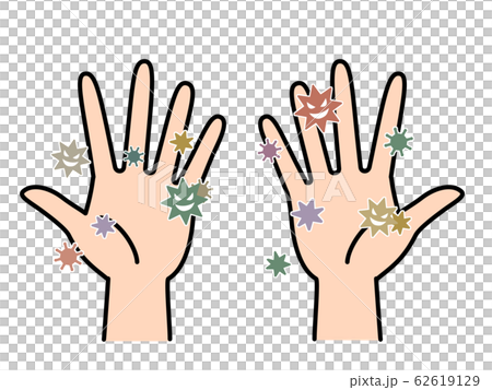 手 ばい菌顔あり 黒線画のイラスト素材 手 ばい菌顔あり 黒線画のイラスト素材