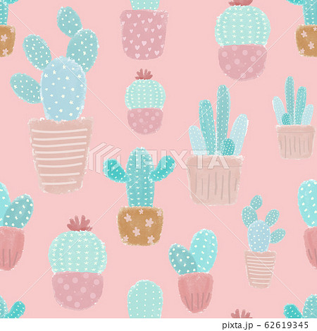 手描きのサボテン シームレスパターン 手描きのサボテン シームレスパターン 62619345