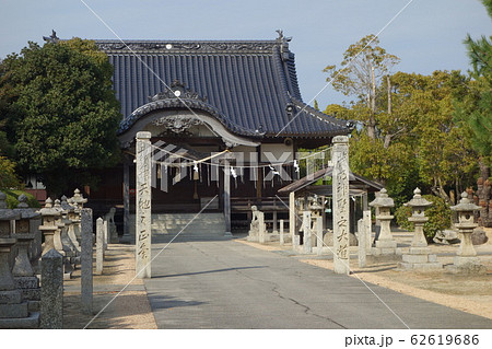 周防大島 作曲家星野哲郎さんゆかりの筏八幡宮の写真素材