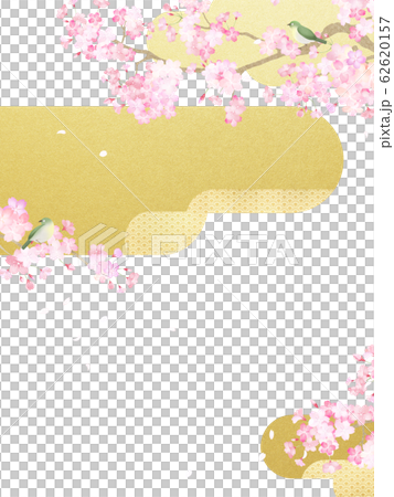 Background-Japanese-Japanese paper-Japanese style-Japanese pattern-Spring-Cherry-White-Gold-White-eye 62620157