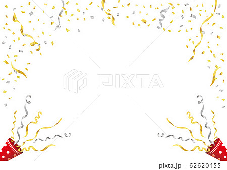 金の紙吹雪とクラッカー背景フレーム パーティー イベント デザイン素材のイラスト素材