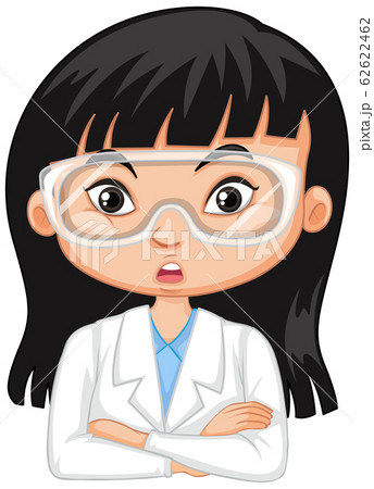 Cute girl in science gown on white background Cute girl in science gown on white background 62622462