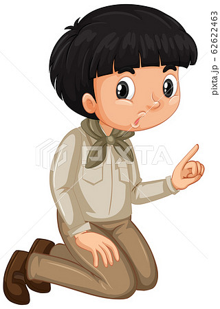 Boy in scout outfit sitting on white background Boy in scout outfit sitting on white background 62622463