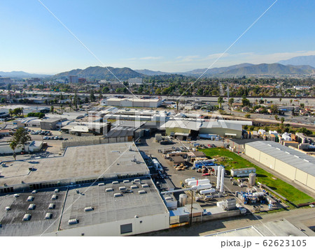 Aerial view to industrial zone and company storage warehouse in RIverside Aerial view to industrial zone and company storage warehouse in RIverside 62623105
