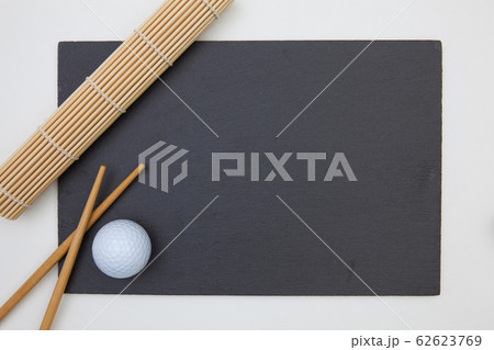 Rectangular slate plate with chopsticks for sushi 62623769
