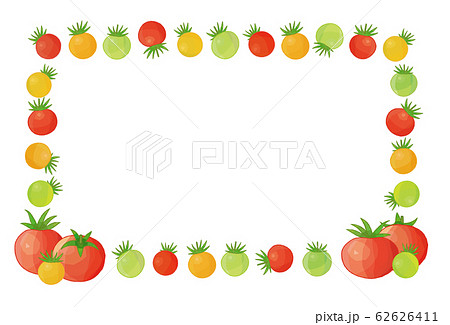 トマト プチトマト フレーム ラインのイラスト素材