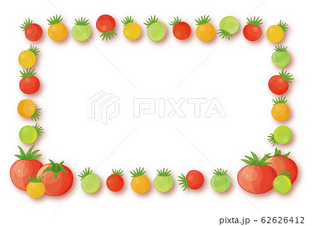 トマト プチトマト フレーム ラインのイラスト素材