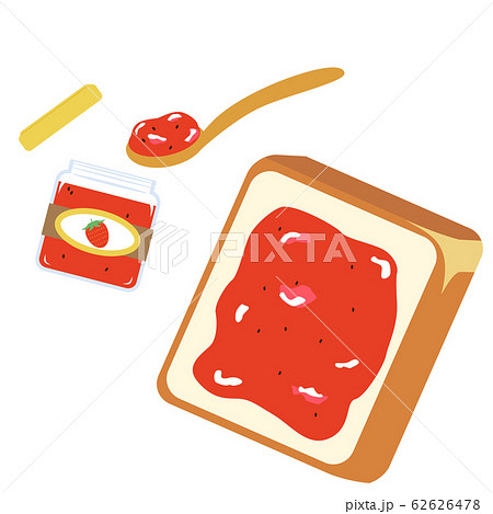 かわいい食パンのイラスト ジャム付き のイラスト素材 62626478 Pixta