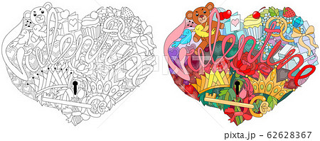 Sketchy Doodle Heart Illustration with word VALENTINE Sketchy Doodle Heart Illustration with word VALENTINE 62628367