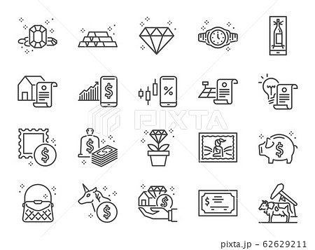 Asset line icon set. 62629211