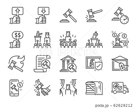 Auction line icon set. 62629212