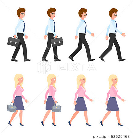 Young, adult man and woman walking sequence... - Stock Illustration  [62629468] - PIXTA