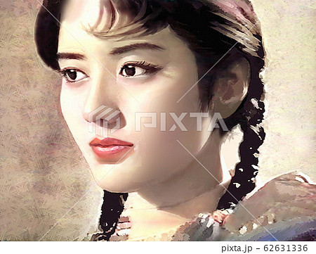 お下げ髪の日本の少女のイラスト素材