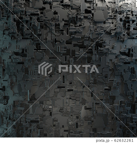 SciFi Panels. Futuristic texture. Spaceship hull geometric pattern. 3d illustration. 62632261