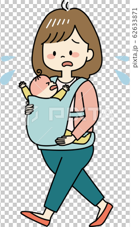Mother who is impatient for a baby who does not stop crying (whole body) 62633871