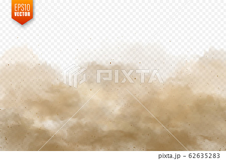 Realistic dust clouds. Sand storm. Polluted dirty brown air, smog. Vector illustration. 62635283
