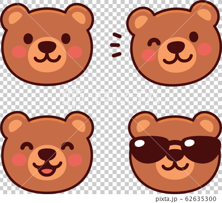 Cute cartoon bear face set - Stock Illustration [62635300] - PIXTA