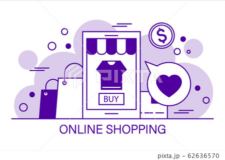 Online shopping banner design in flat line vector Online shopping banner design in flat line vector 62636570
