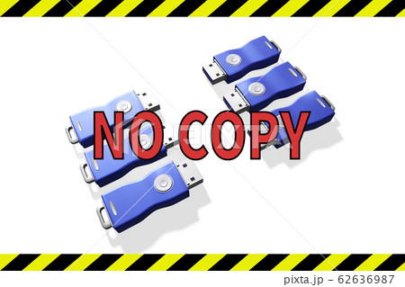 USBメモリ コピー禁止の警告(3DCG:白バック) USBメモリ コピー禁止の警告(3DCG:白バック) 62636987