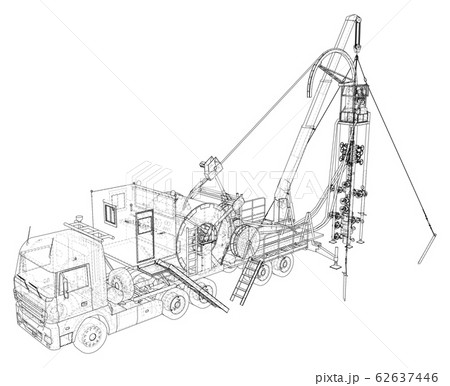 Coil Tubing roll Truck. EPS10 format. Vector created of 3d Coil Tubing roll Truck. EPS10 format. Vector created of 3d 62637446