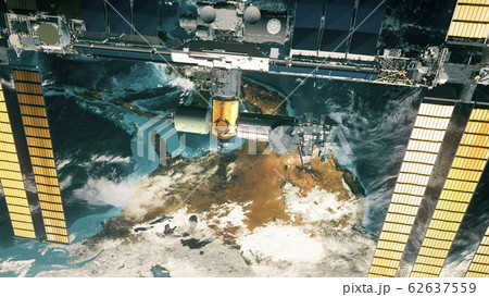 International Space Station with yellow solar panels 62637559