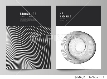 Vector layout of A4 format modern cover mockups design templates for brochure, flyer, booklet, report. Geometric abstract background, futuristic science and technology concept for minimalistic design. Vector layout of A4 format modern cover mockups design templates for brochure, flyer, booklet, report. Geometric abstract background, futuristic science and technology concept for minimalistic design. 62637804