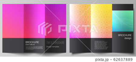 The minimal vector illustration of editable layouts. Modern creative covers design templates for trifold brochure or flyer. Abstract geometric pattern with colorful gradient business background. The minimal vector illustration of editable layouts. Modern creative covers design templates for trifold brochure or flyer. Abstract geometric pattern with colorful gradient business background. 62637889