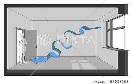 Diagram of a room with natural air ventilation 62638163