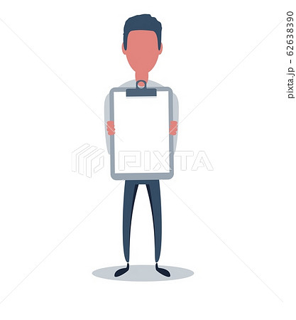 Businessman or clerk. Male character in trendy simple style with objects, flat vector illustration. Businessman or clerk. Male character in trendy simple style with objects, flat vector illustration. 62638390