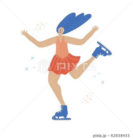Girl Skates In Red Skirt Vector Illustrationのイラスト素材