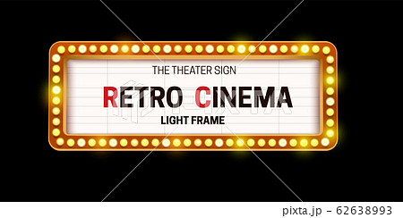 Realistic 3D light bulb cinema frame in retro style on black background. Realistic 3D light bulb cinema frame in retro style on black background. 62638993