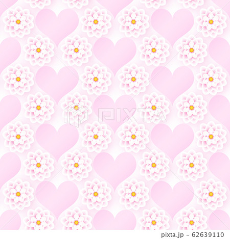 Pink floral romantic seamless pattern with hearts. 62639110