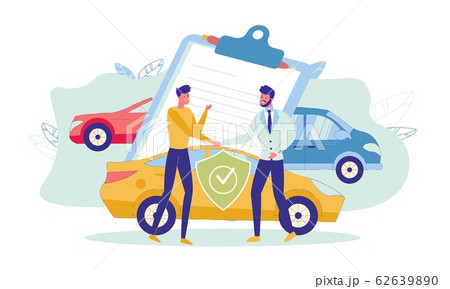 Buying Car Immediately with Insurance, Cartoon. Buying Car Immediately with Insurance, Cartoon. 62639890
