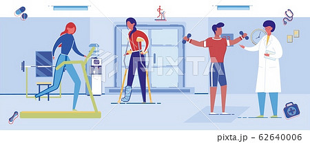 Physiotherapy Rehabilitation Gym Hall with People. Physiotherapy Rehabilitation Gym Hall with People. 62640006