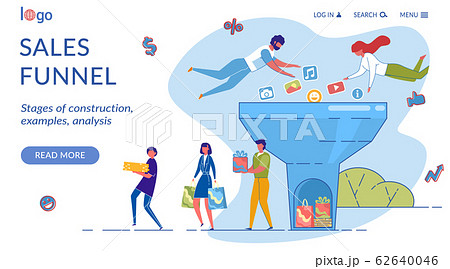 Sales Funnel Landing Page Flat Vector Template 62640046