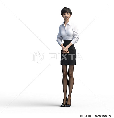 ポーズするビジネススーツの女性　perming3DCGイラスト素材 62640619