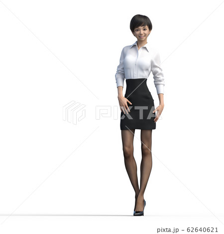 ポーズするビジネススーツの女性　perming3DCGイラスト素材 62640621