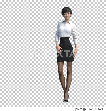 ポーズするビジネススーツの女性　perming3DCGイラスト素材 62640621