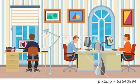 Office Staff Working Business Team Workplace のイラスト素材