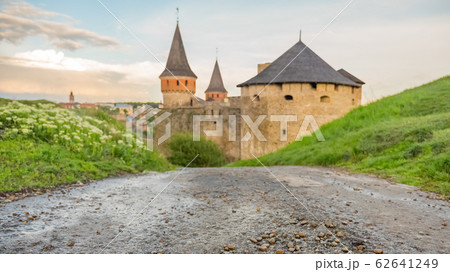 Old medieval castle of Kamenetz-Podilsk town, Ukraine, historical monuments, day view 62641249