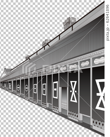 Ukiyo-e building 15 black and white 62641896
