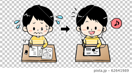 子供 学習スタイル タブレットのイラスト素材