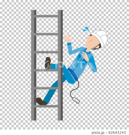 労災　労働災害　作業者　作業員　男性　はしご　転落事故 62643243