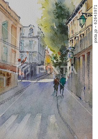 ヨーロッパの街並み 水彩画 風景画のイラスト素材 [62643971] - PIXTA