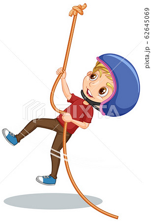 Boy climging rope on white background Boy climging rope on white background 62645069