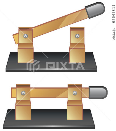 Two circuit breakers on white background 62645311