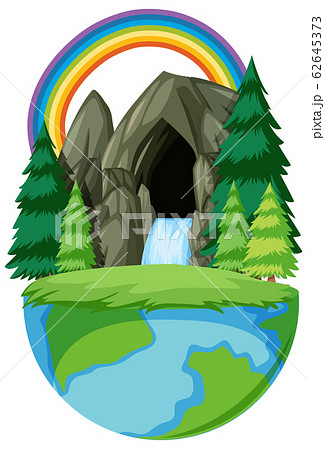 Big waterfall in the forest on earth 62645373