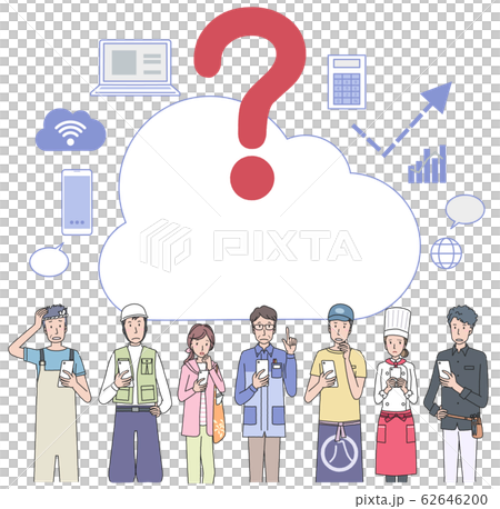 People of various occupations using smartphones 62646200