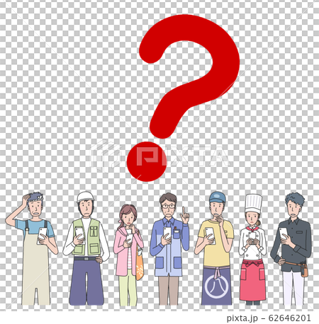 People of various occupations using smartphones 62646201